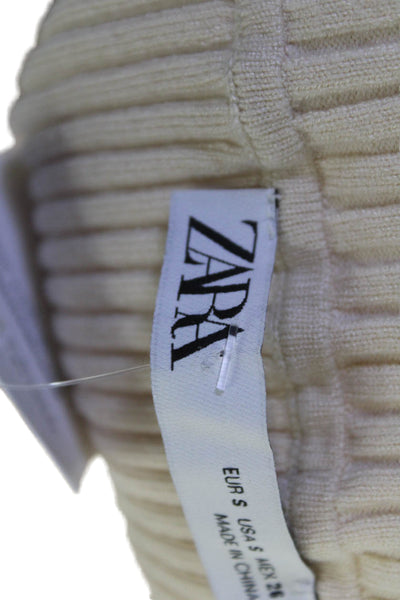 Zara Womens Pullover Sweater Beige Cotton Blend Long Sleeve Size S