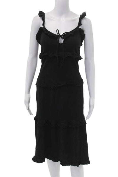 J Crew Womens Black Cotton Sundress Sleeveless Full-Length Bohemian Size 2XS