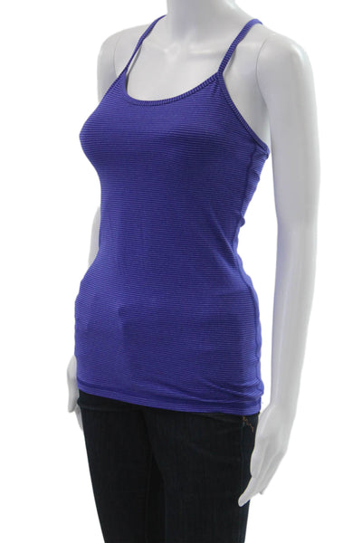 Lululemon Women Camisole Striped Purple Round Neck Polyester Size 4