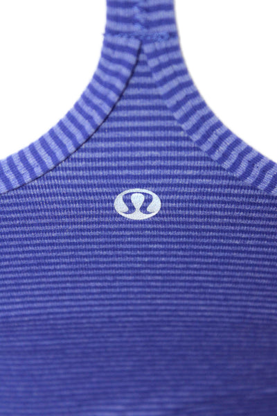 Lululemon Women Camisole Striped Purple Round Neck Polyester Size 4