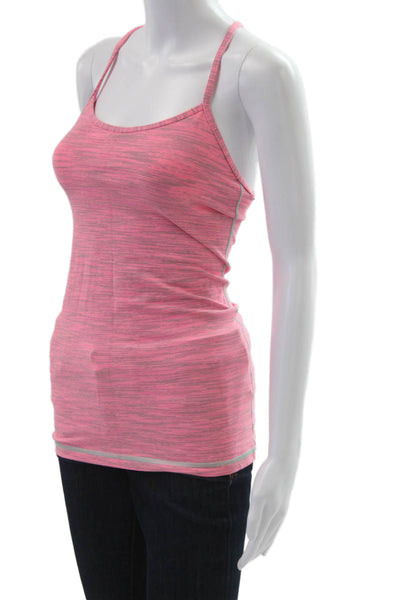 Lululemon Women Pink Striped Polyester Camisole Sleeveless Round Neck Size 4