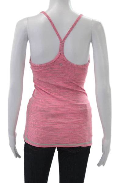 Lululemon Women Pink Striped Polyester Camisole Sleeveless Round Neck Size 4