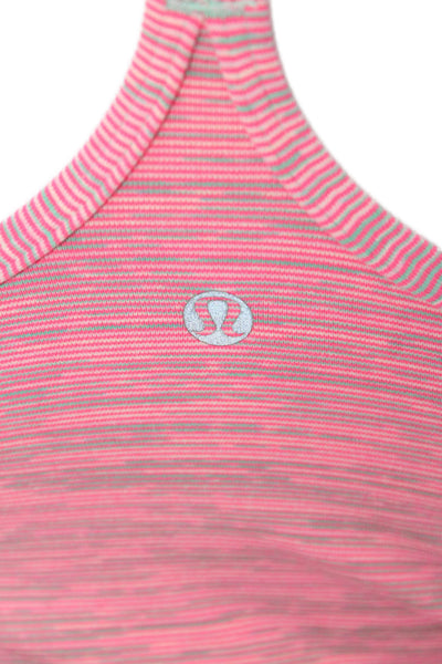 Lululemon Women Pink Striped Polyester Camisole Sleeveless Round Neck Size 4