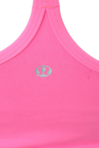 Lululemon Womens Pink Sleeveless Camisole Polyester Round Neck 80s Basic Size 4