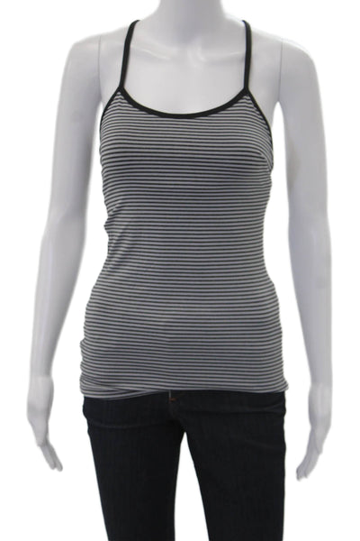 Lululemon Womens Black Striped Cotton Camisole Round Neck Size 4