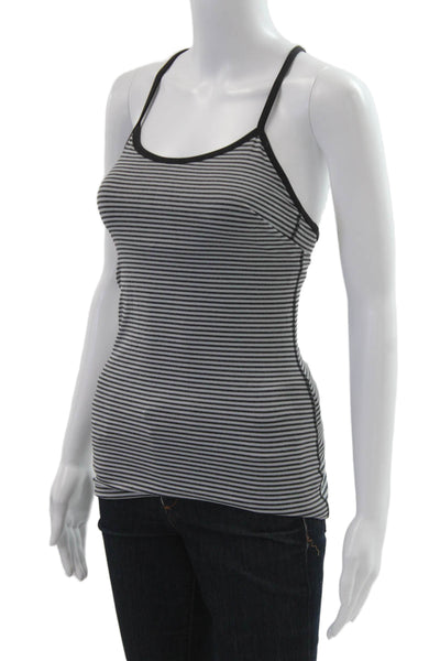 Lululemon Womens Black Striped Cotton Camisole Round Neck Size 4