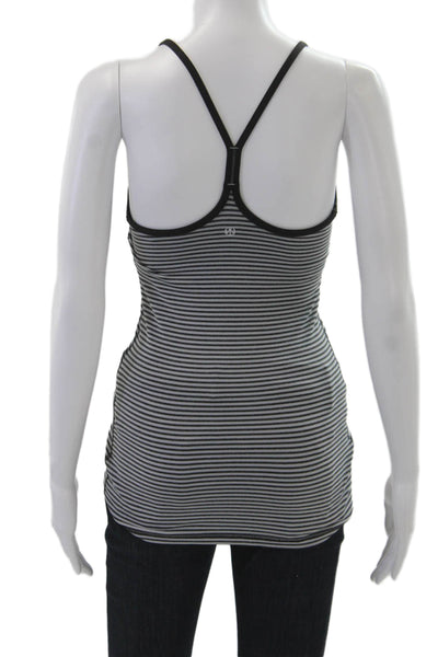 Lululemon Womens Black Striped Cotton Camisole Round Neck Size 4