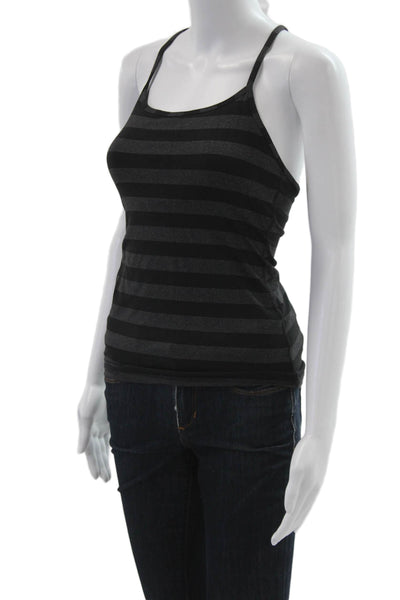 Lululemon Women Striped Sleeveless Camisole Black Polyester Round Neck Size 4