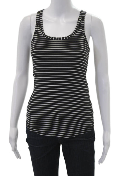 Lululemon Womens Black Striped Sleeveless Tank Polyester Round Neck Size 4