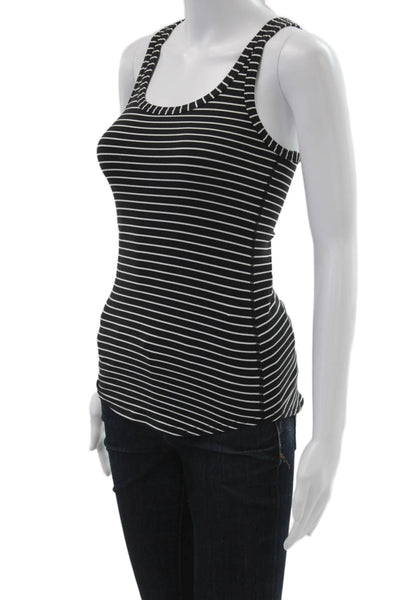 Lululemon Womens Black Striped Sleeveless Tank Polyester Round Neck Size 4