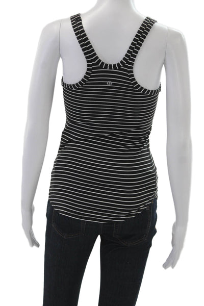Lululemon Womens Black Striped Sleeveless Tank Polyester Round Neck Size 4