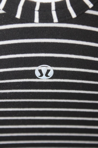Lululemon Womens Black Striped Sleeveless Tank Polyester Round Neck Size 4