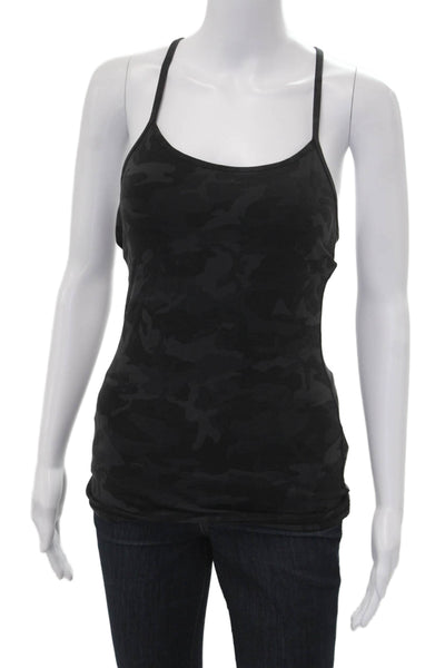 Lululemon Women Basic Camisole Top Black Camo Round Neck Sleeveless Size 4