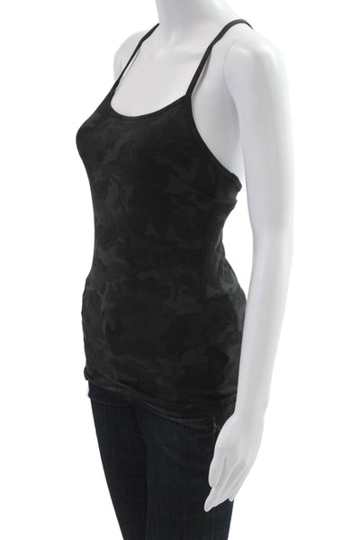 Lululemon Women Basic Camisole Top Black Camo Round Neck Sleeveless Size 4