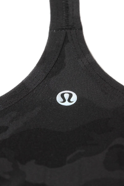 Lululemon Women Basic Camisole Top Black Camo Round Neck Sleeveless Size 4