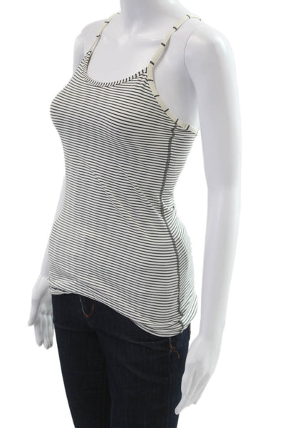 Lululemon Women Striped Sleeveless Round Neck Camisole Black Polyester Size 4