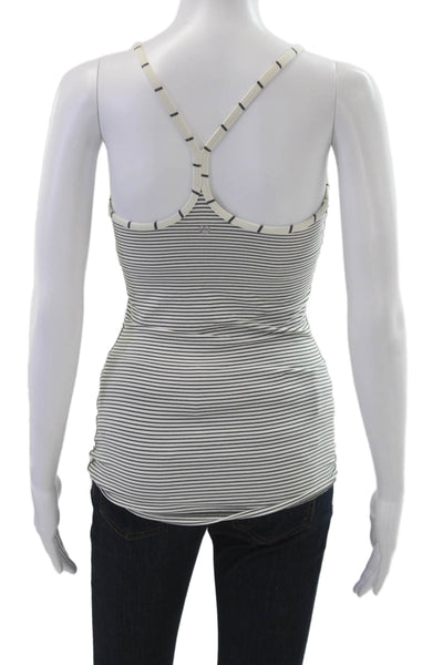 Lululemon Women Striped Sleeveless Round Neck Camisole Black Polyester Size 4
