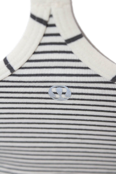 Lululemon Women Striped Sleeveless Round Neck Camisole Black Polyester Size 4