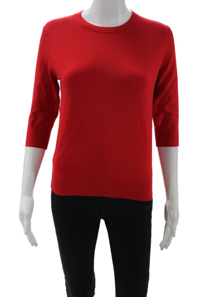 Zara Unisex Pullover Sweater Red Crew Neck 3/4 Sleeve Cotton Blend Size M