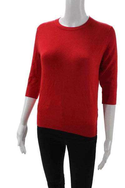 Zara Unisex Pullover Sweater Red Crew Neck 3/4 Sleeve Cotton Blend Size M