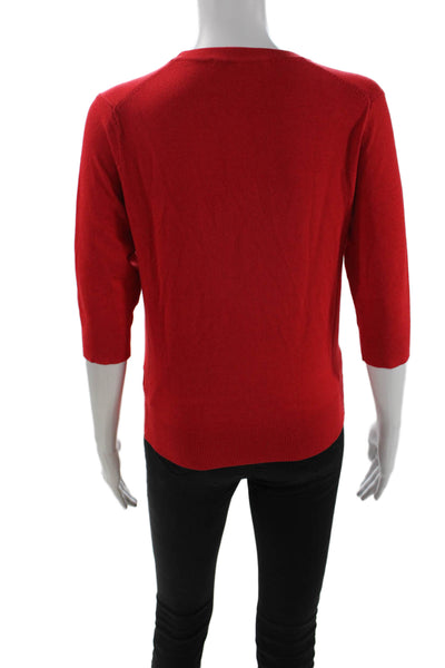 Zara Unisex Pullover Sweater Red Crew Neck 3/4 Sleeve Cotton Blend Size M