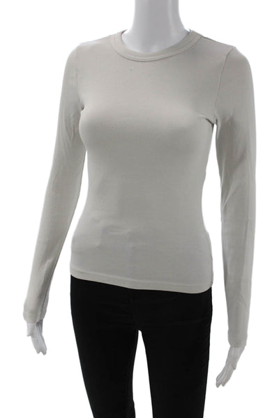 Zara Womens Beige Jersey Crewneck Long Sleeve T Shirt Size S