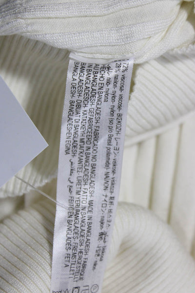 Zara Womens Striped Turtleneck Pullover Sweater White Long Sleeve Size S