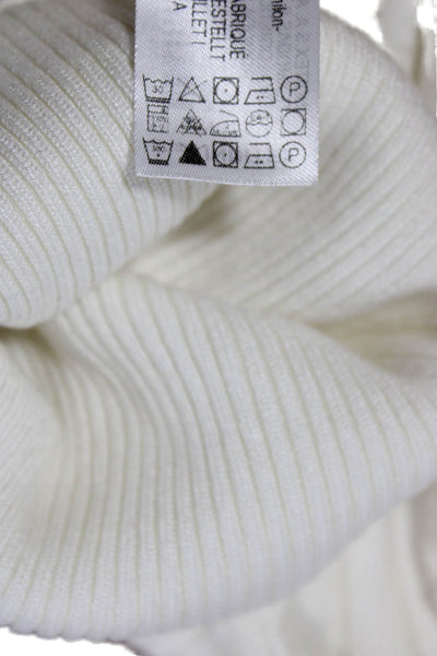 Zara Womens Striped Turtleneck Pullover Sweater White Long Sleeve Size S