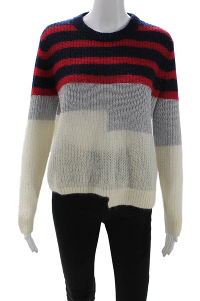 Munthe Unisex Dark Blue Striped Pullover Sweater Crew Neck Size S