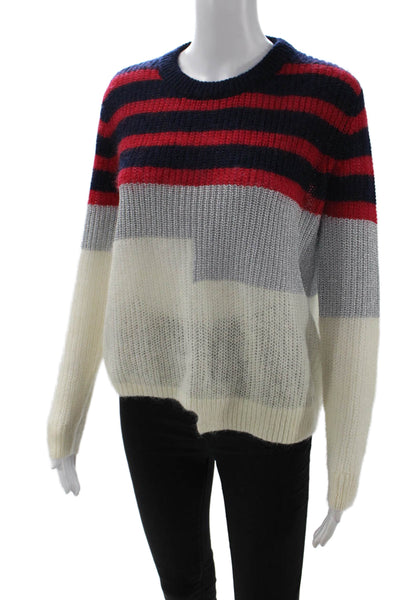 Munthe Unisex Dark Blue Striped Pullover Sweater Crew Neck Size S