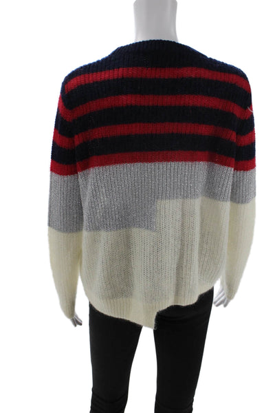 Munthe Unisex Dark Blue Striped Pullover Sweater Crew Neck Size S