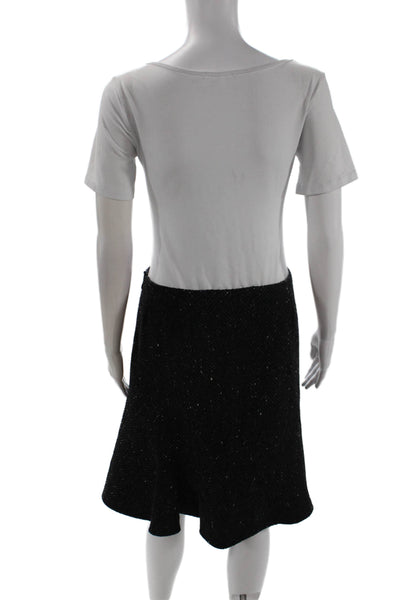 Vera Wang, Women, Black Herringbone A-Line Flare Wool Blend Skirt Size 8