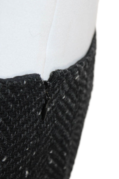 Vera Wang, Women, Black Herringbone A-Line Flare Wool Blend Skirt Size 8