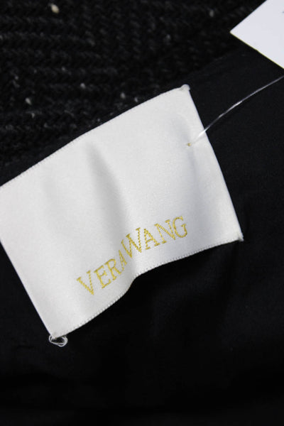 Vera Wang, Women, Black Herringbone A-Line Flare Wool Blend Skirt Size 8