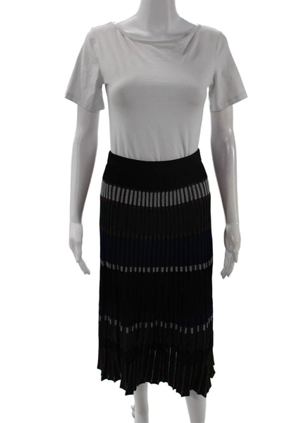 Proenza Schouler Womens Black Striped Pleated Long Skirt Size S