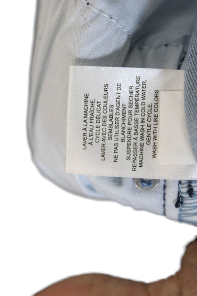 Renuar, Women Cropped Straight Jeans Light Blue Button Heart Size 14