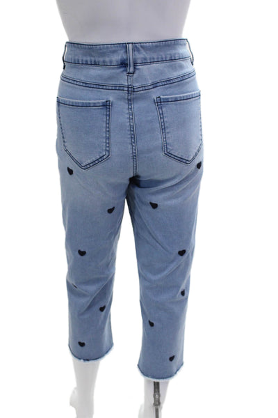 Renuar Women Light Blue Cropped Capri Jeans Heart Size 16