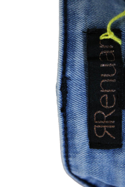 Renuar Women Light Blue Cropped Capri Jeans Heart Size 16