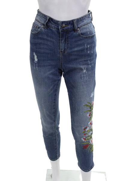 Renuar, Women, Dark Blue Floral Ankle Cropped Jeans Size 16