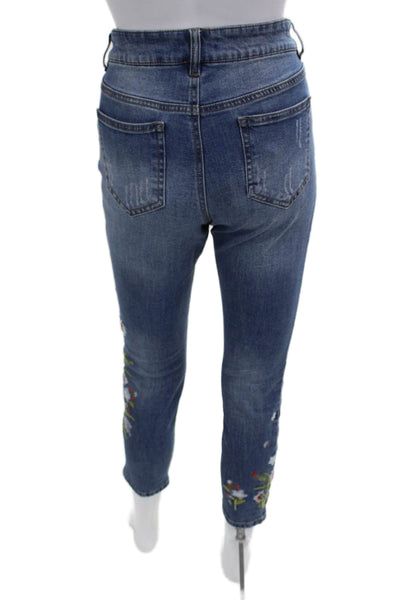 Renuar, Women, Dark Blue Floral Ankle Cropped Jeans Size 16