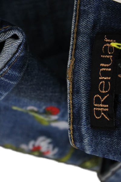 Renuar, Women, Dark Blue Floral Ankle Cropped Jeans Size 16
