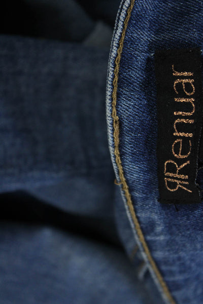Renuar Women Dark Blue Floral High Rise Ankle Cropped Jeans Size 10