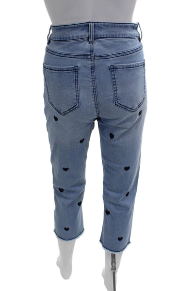 Renuar Women Cropped Ankle Heart Light Blue Jeans Size 0