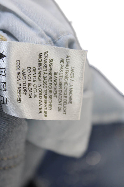 Renuar Women Ankle Cropped Jeans Light Blue Floral Button Mid Rise Size 00