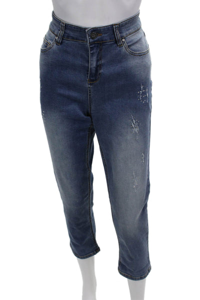 Renuar Women Ankle Cropped Blue Jeans High Rise Size 10