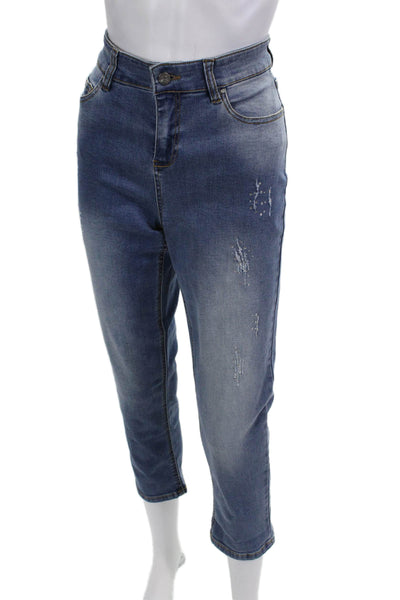 Renuar Women Ankle Cropped Blue Jeans High Rise Size 10