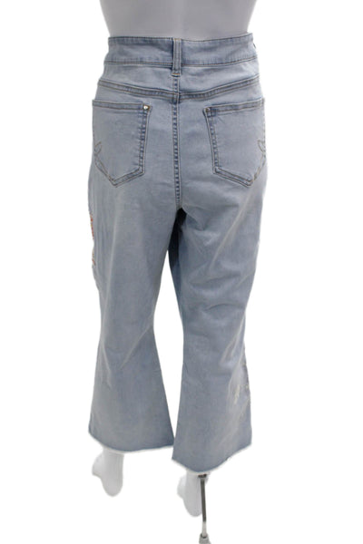 Renuar Women Cropped Wide-Leg Floral Jeans Light Blue Size 14
