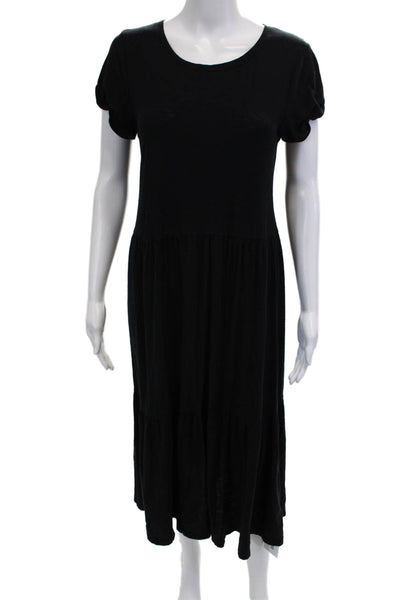 Nation LTD Women Black Short Sleeve T-Shirt Dress 100% Pima Cotton Size S