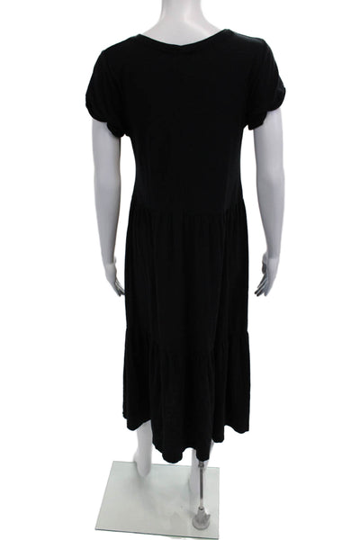 Nation LTD Women Black Short Sleeve T-Shirt Dress 100% Pima Cotton Size S