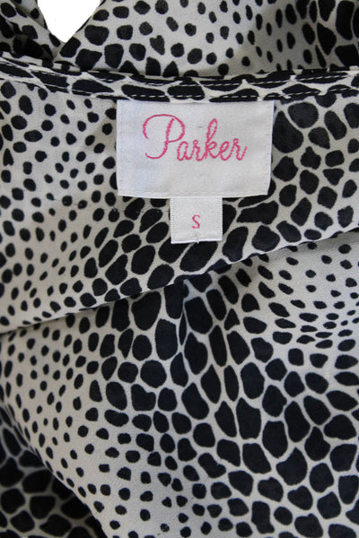 Parker Womens Wrap Dress Beige Silk Animal Print Long Sleeve Size S